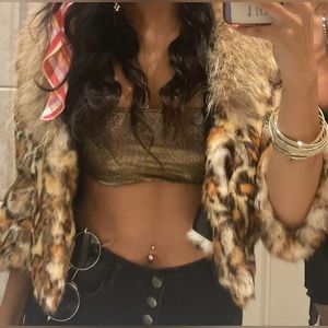 Adrienne Landau Cropped Fur Jacket M/L